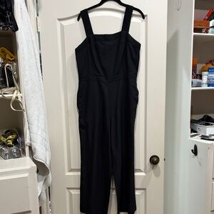 Ann Taylor Black Wide-Strap Jumpsuit with Square Neck